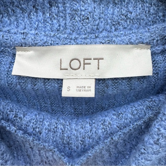 Loft Ribbed Mock neck cozy ribbed long sleeve ladies sweater top blue Sz Small - Picture 3 of 5